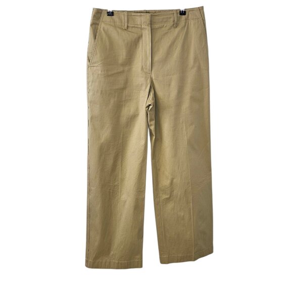 Theory Womens Classic Straight Pant in Cotton Chino, Tan, Wide Leg, Size 8 - Picture 1 of 9